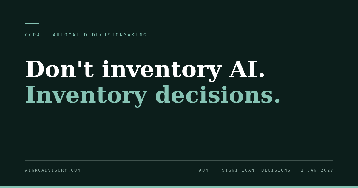 AI GRC Advisory brief on California CCPA ADMT compliance.